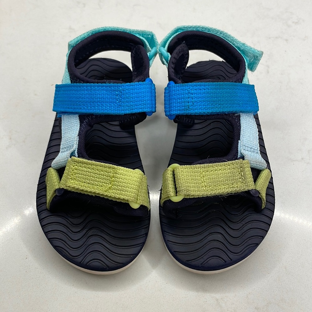 Cat & Jack Toddler Hiking style sandals, blue and light green